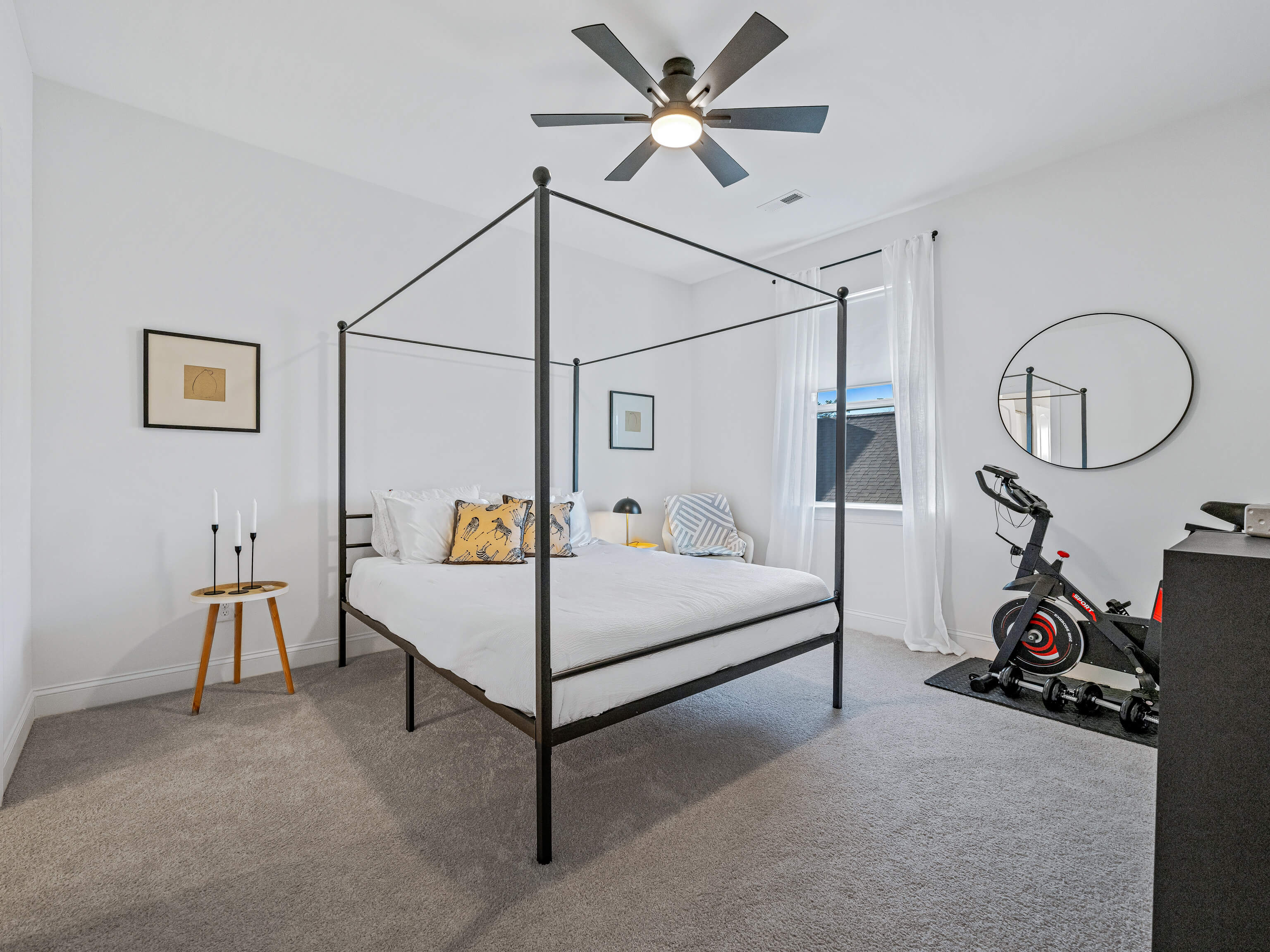 Guest bedroom with modern lighting